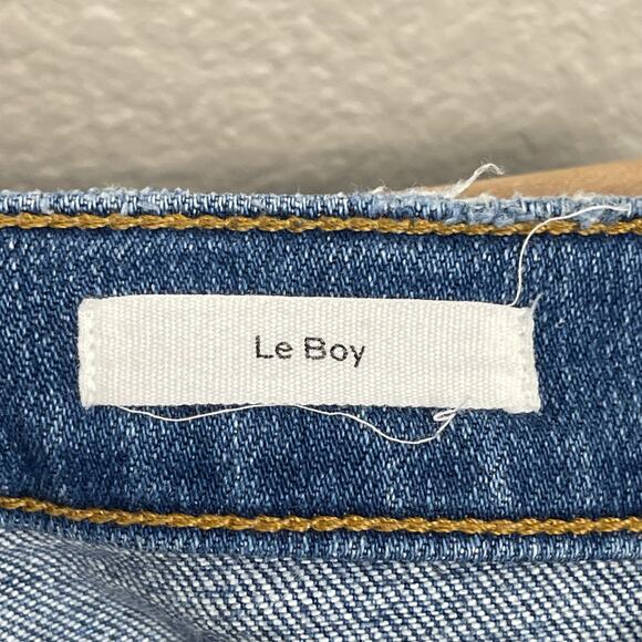 Frame Le Boy Denim Jeans Picadilly Blue Size 27 Distressed Ankle Zip Medium Wash - Picture 5 of 14